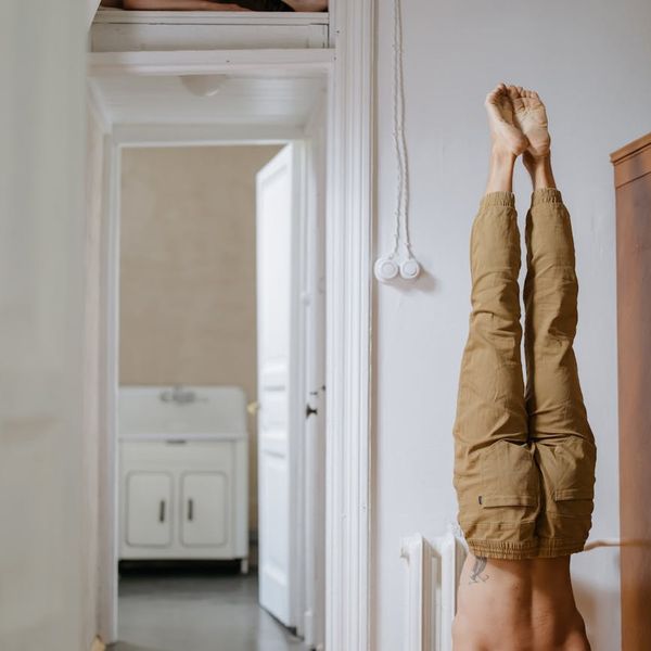 Person demonstrating great flexibility and body control.